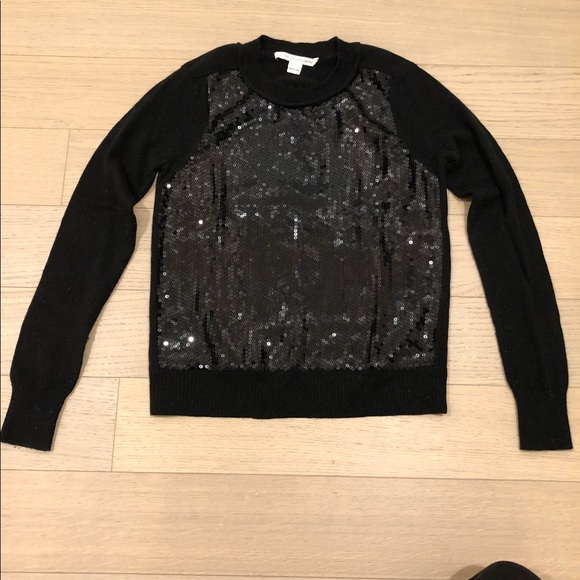 Diane von Furstenberg DVF black sequined sweater - Picture 2 of 6